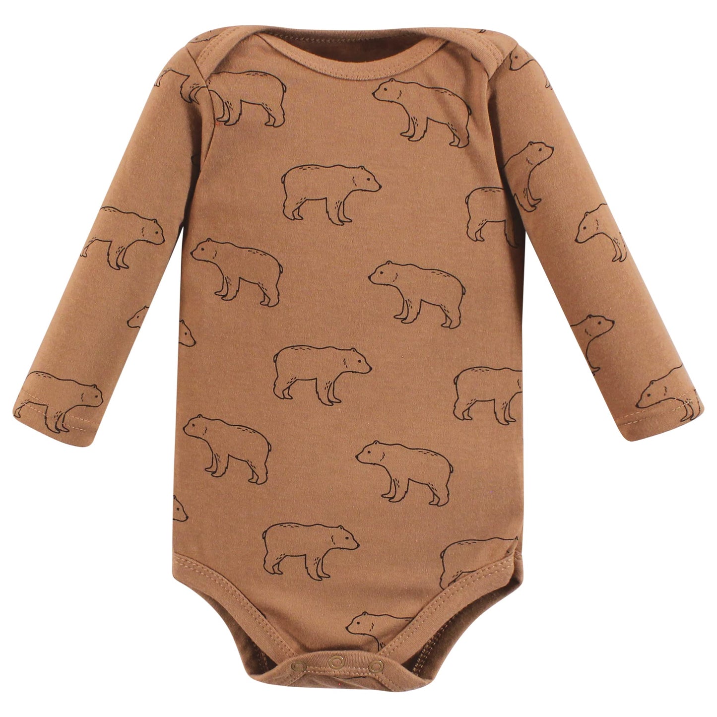 Hudson Baby Unisex Baby Cotton Long-Sleeve Bodysuits, Brown Bear 3-Pack, Newborn