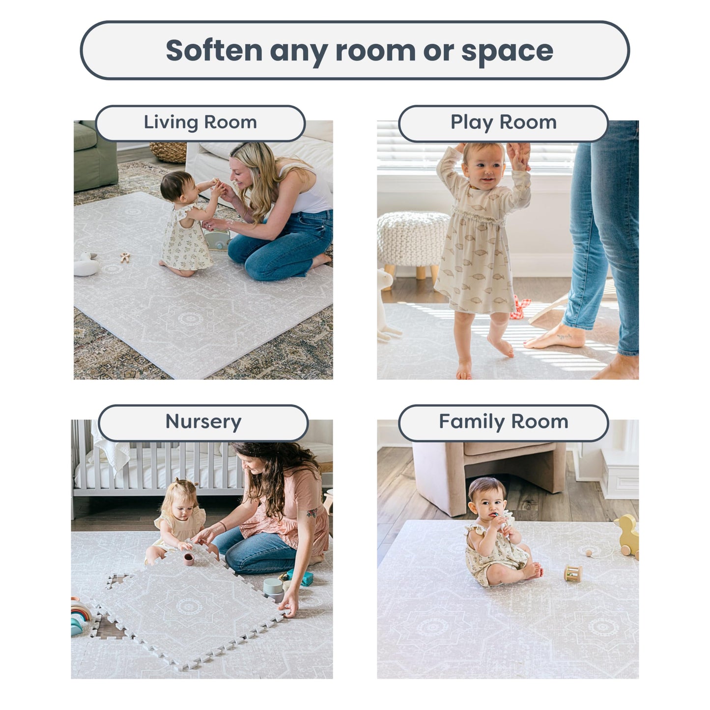 Little Landings Baby Play Mats For Floor - Layla (6X6Ft) - Premium Eva Foam Play Mat For Babies & Toddlers - Perfect For Tummy T