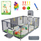 Magnelogy Large Baby Playpen with Foldable Mat - 71  47 Indoor Outdoor Playpen for Babies and Toddlers - Basketball Hoop, Soccer