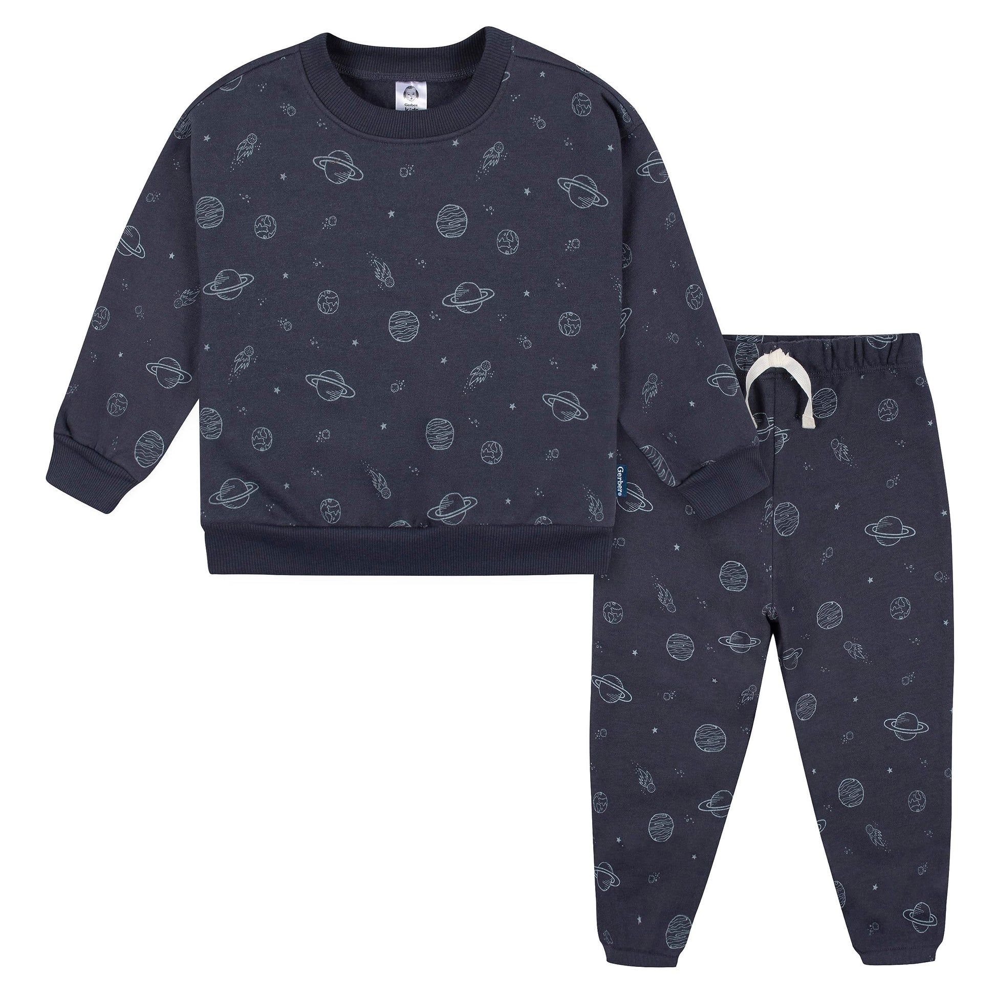 Gerber Baby Boys Toddler 2-Piece Fleece Sweatshirt And Jogger Set, Navy Space, 3T