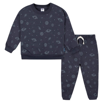 Gerber Baby Boys Toddler 2-Piece Fleece Sweatshirt And Jogger Set, Navy Space, 3T
