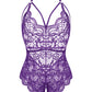 Lollo Vita Women 'S Exotic Lingerie Sets Strappy Babydoll Bodysuit Lace Trim Teddy Strappy Lingerie Purple
