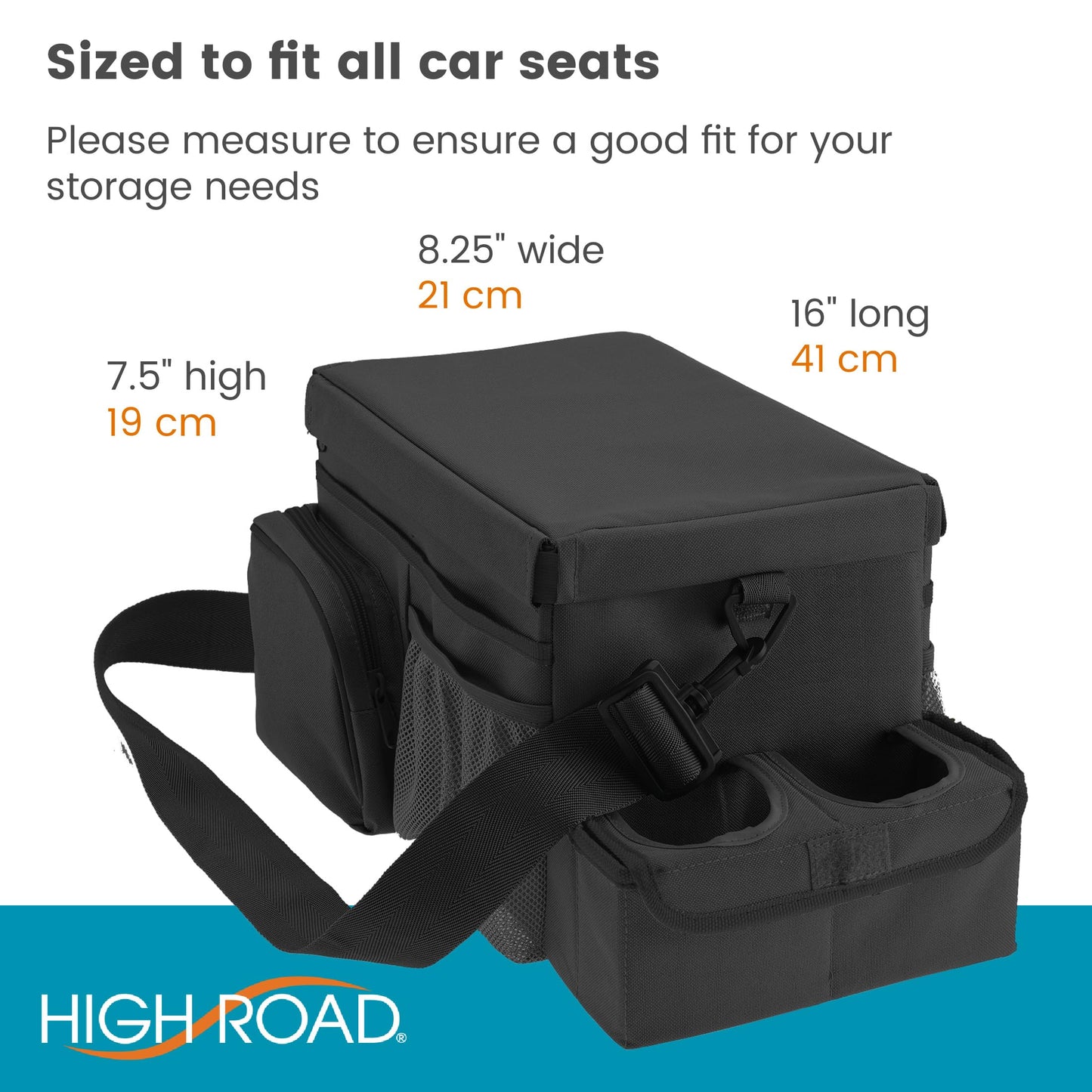 High Road CarHop Car Organizer for Kids and Passenger Seat Organizer for Adults - Road Trip Cooler with Car Cup Holder Tray and