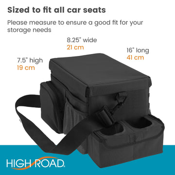 High Road CarHop Car Organizer for Kids and Passenger Seat Organizer for Adults - Road Trip Cooler with Car Cup Holder Tray and