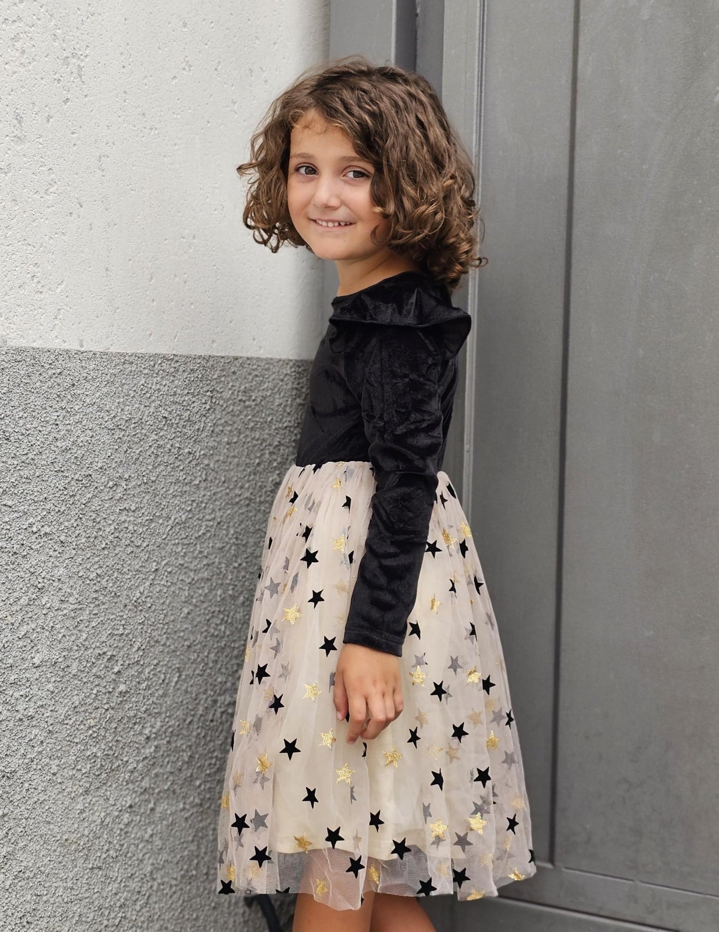 Arshiner Black Toddler Dress Velvet Tulle Tutu Fall Long Sleeve Winter Party Formal Outfit Size 2