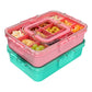 Xyptorix 2 Pcs Snack Box Container for Kids - Adjustable 12-Compartment Snack Containers, Reusable Bento Box, Dishwasher Safe, B