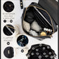 Mia + Sophia Leather Diaper Bag Backpack With Usb Charging Port, Changing Pad, Stroller Straps, And Bottle Holder (Black Olivia)