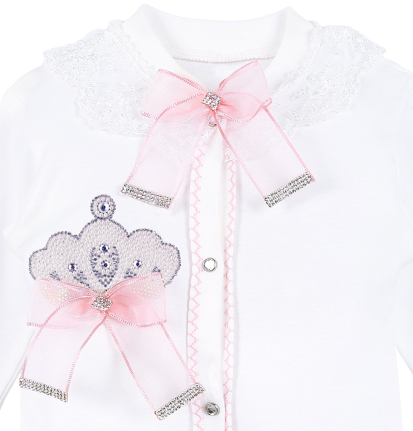 Lilax Baby Girl Jewels Crown Layette 3 Piece Gift Set 0-3 Months Pink