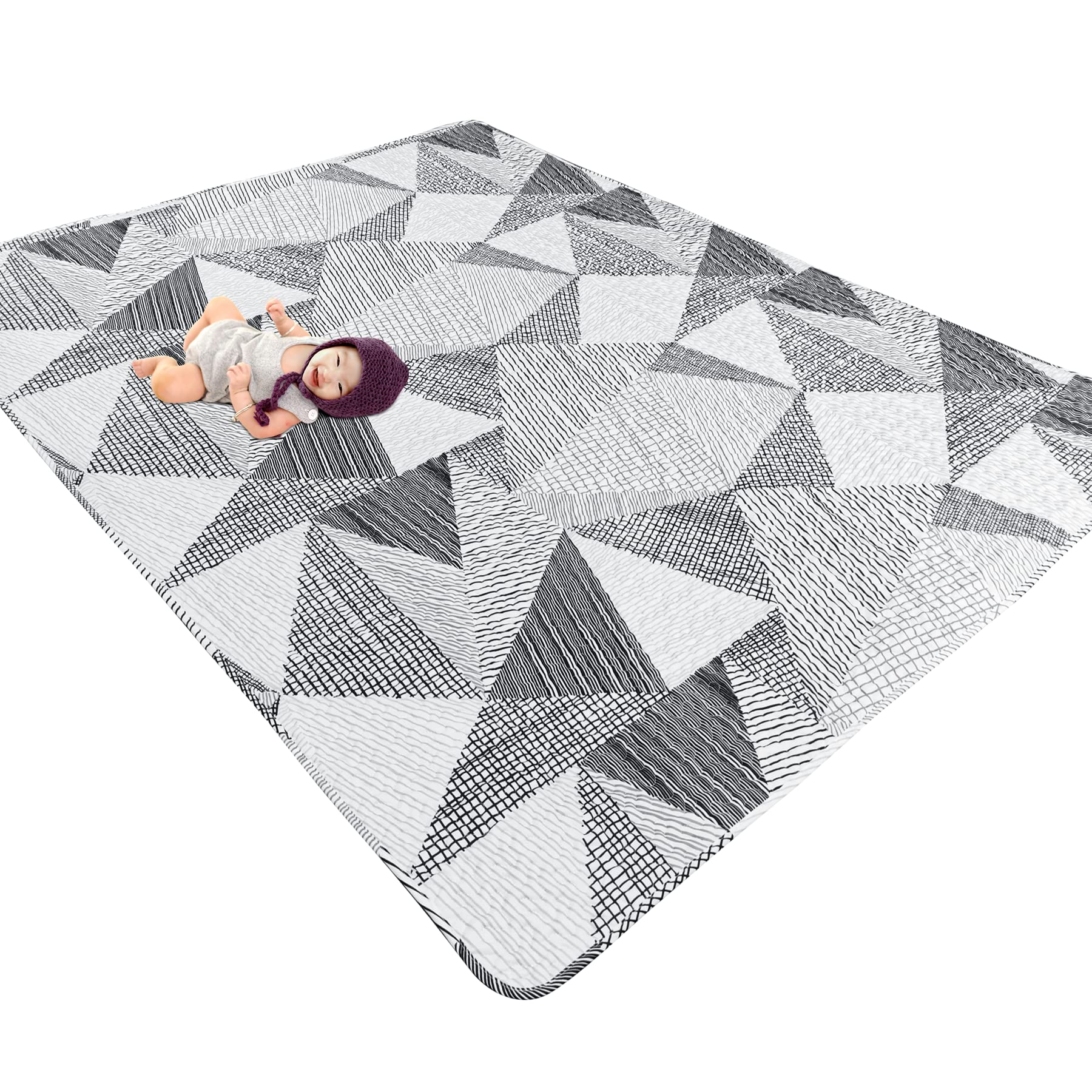 TANOSHII Baby Play Mat for 79 x59  Playpen, Machine Washable Kids Mat, Cotton,Foldable Crawling Mat for Floor,One-Piece Crawling