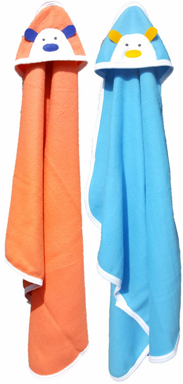 BRANDONN Newborn Biggest Size with Fancy Side Boon Baby Blanket for Babies (36 Inch X 27 Inch;Blue & Orange)