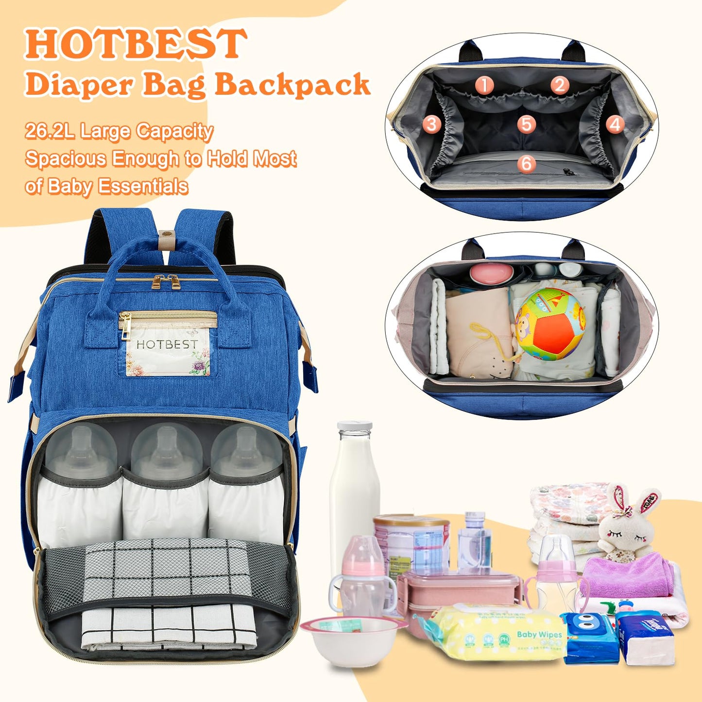 Hotbest Diaper Bag Backpack, Haze Blue, Large