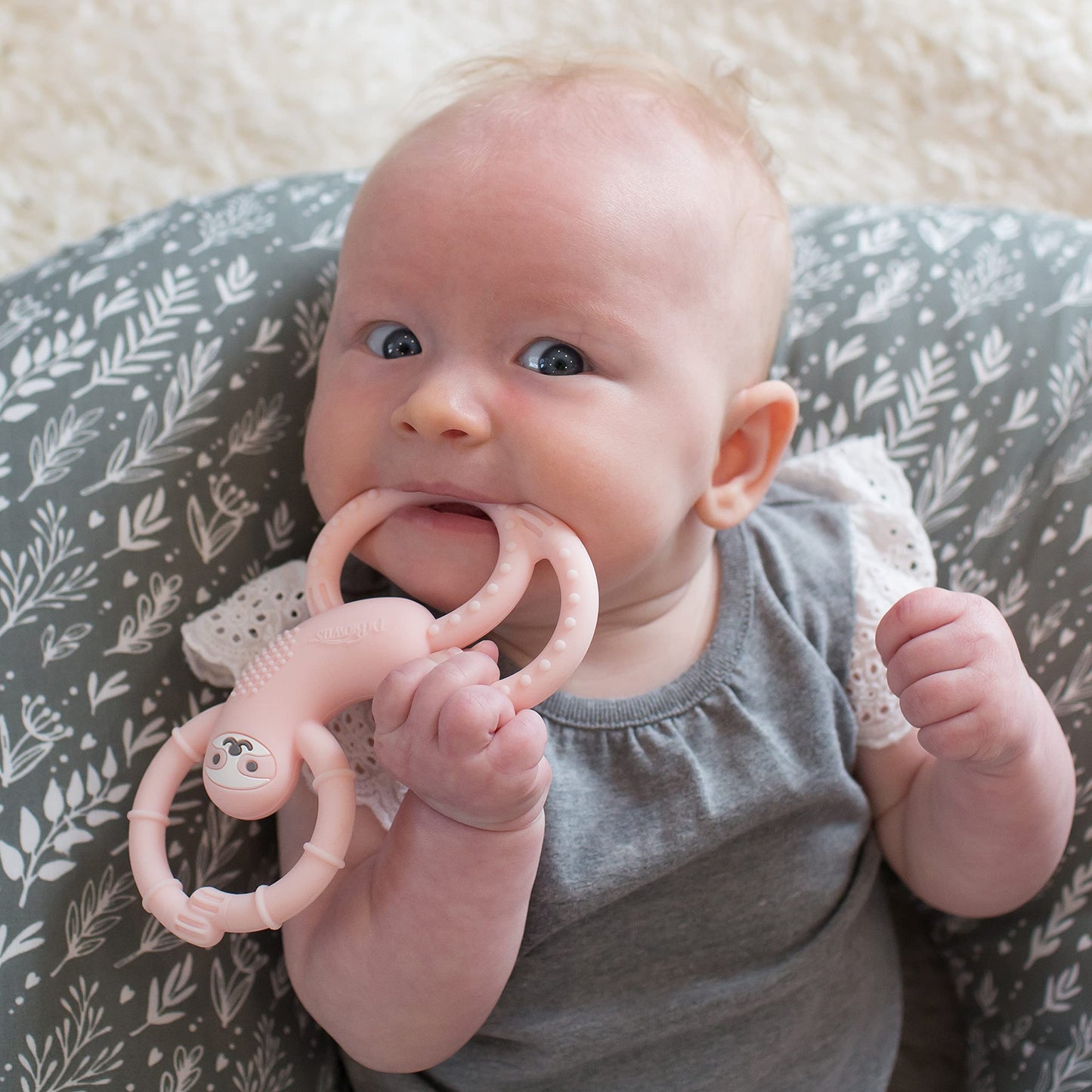 Dr. Browns Flexees Pink Sloth, Soft 100% Silicone Baby Teether, BPA Free, 3m+
