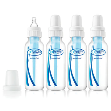 Dr. Browns Natural Flow Anti-Colic Baby Bottle With Level 1 Slow Flow Nipples, 8Oz, 4 Pack