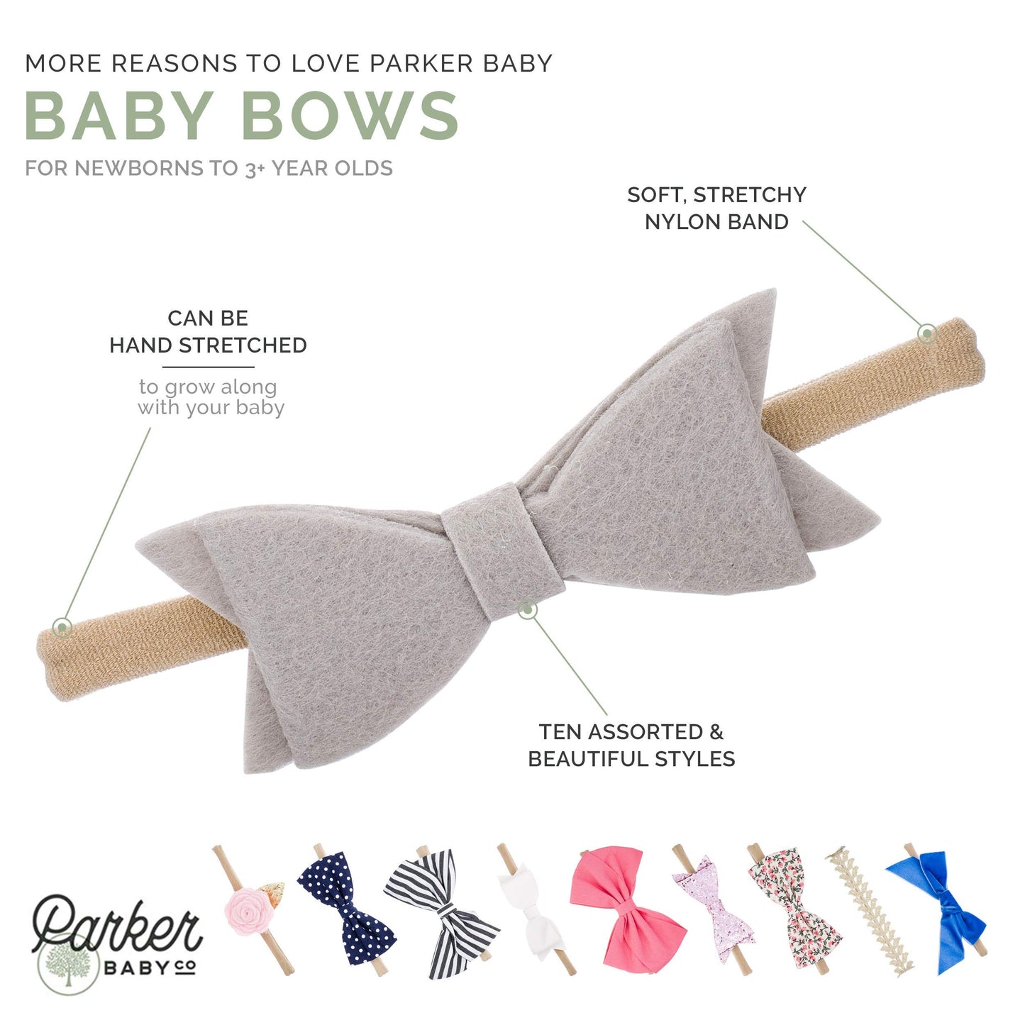 Parker Baby Girl Headbands And Baby Bows, Assorted 10 Pack Of Hair Accessories For Girls -'The Essentials Set'