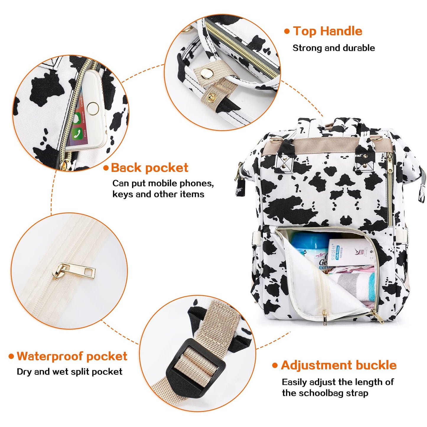 Limhoo 3 In 1 Diaper Bag Backpack, Multifunction Large Baby Bags With Changing Pad & Stroller Straps, Waterproof Nappy Bag For M