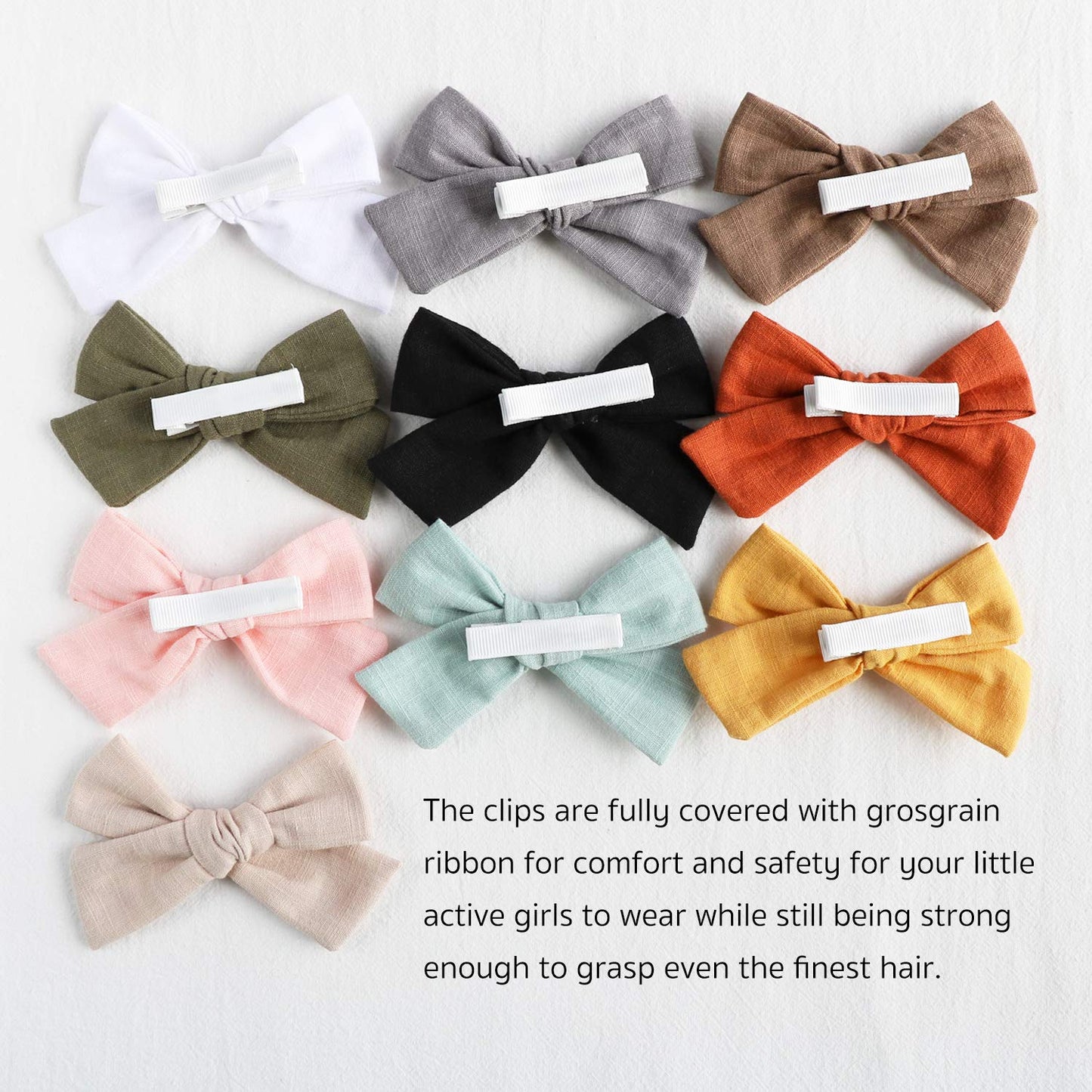 Baby Girl Hair Clips, 12 Pack Large Bows Barrettes Fully Lined Alligator Clip Hair Accessories For Little Girls Toddler Kids Chi