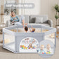 65  65 Inch Stylish Hexagonal Baby Playpen, Soft Play Pen For Babies And Toddlers, Safe Anti-Fall Baby Play Yards, Indoor & Outd