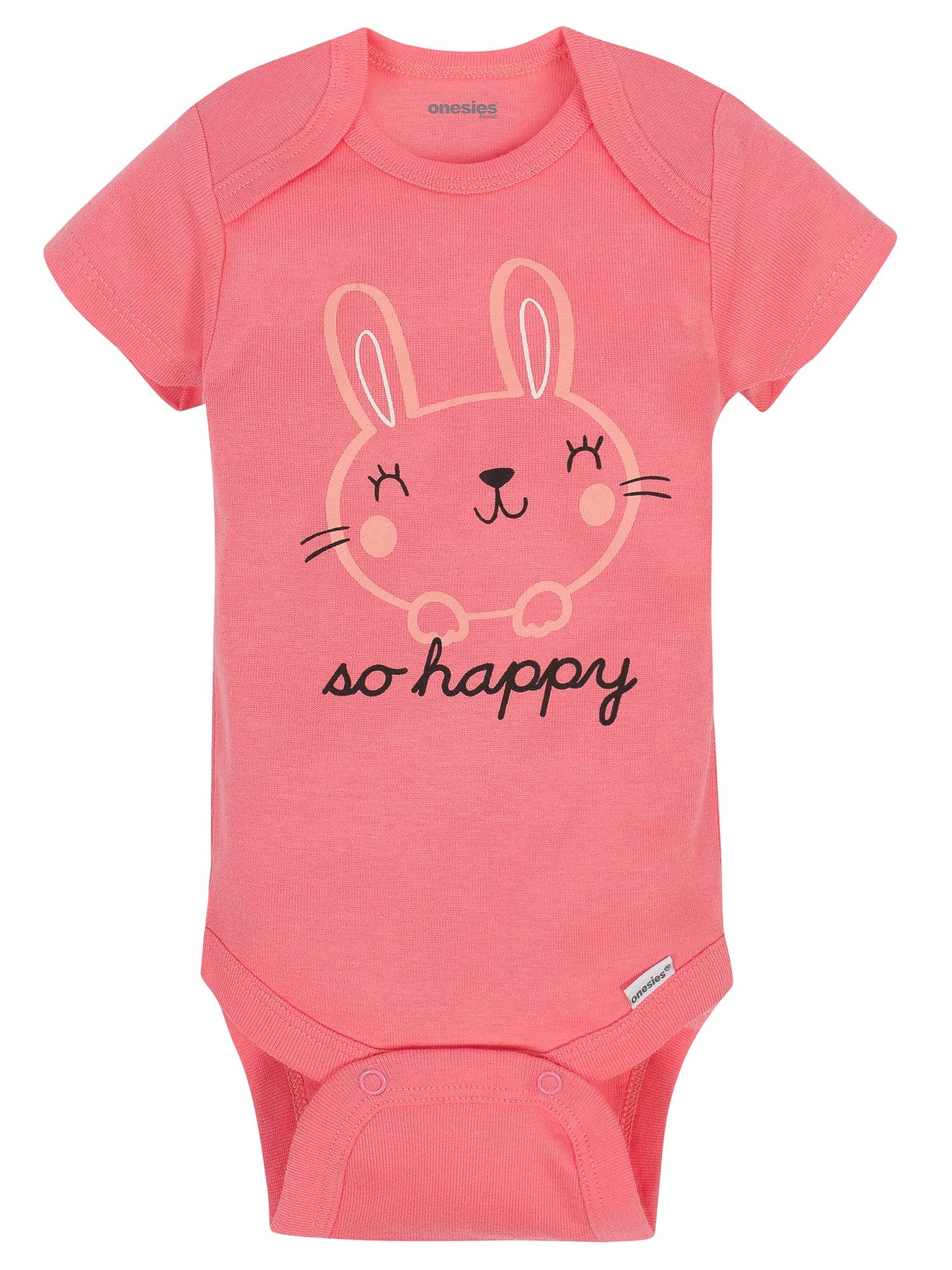 Onesies Brand Baby Girls' 8-Pack Short Sleeve Mix & Match Bodysuits, Cuddles & Love Bunny, 0-3 Months