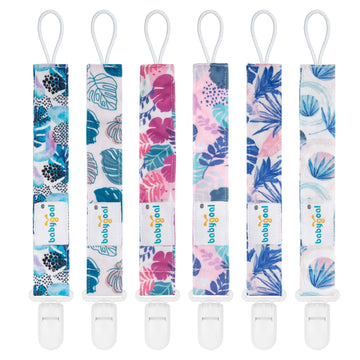Babygoal Hawaii Pacifier Clips, 6 Pack Binky Paci Holder Clips And Leash For Boys And Girls Fits For Most Pacifier, Binkie Style