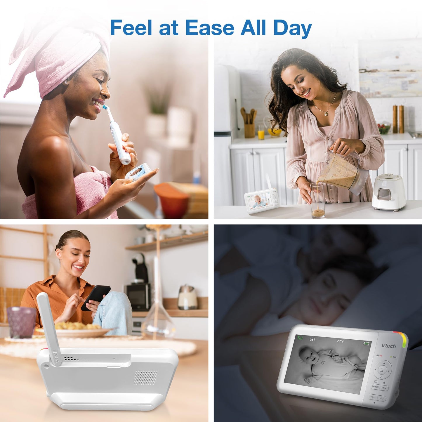 VTech Video Baby Monitor with 5 LCD Screen, Up to 17Hrs Video & 31Hrs Audio Battery Life, Night Vision, 1000ft Range, Pan-Tilt-Z