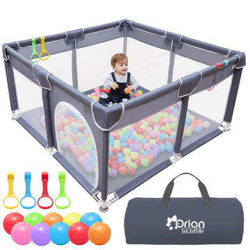 Orian Baby Playpen 50x50 Large Playpen for Babies and Toddlers, Oxford Fabric, Indoor & Outdoor Play Pen, 10 Colorful Balls, 4 P