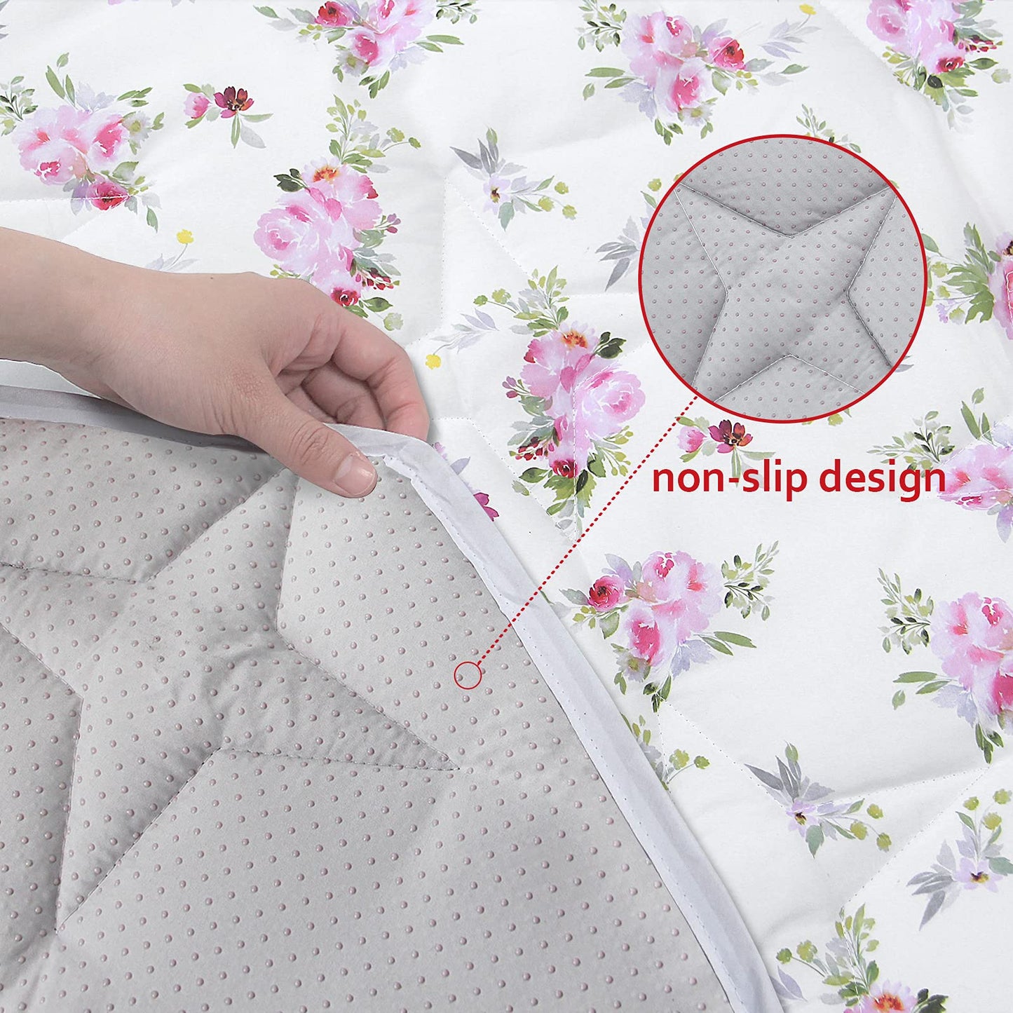 Hexagon Playpen Mat, Floral Print Baby Playmat Fits Regalo Portable Play Yard 48 Inch, Six Pannel Playpen Kids Tent Mat Hexagon