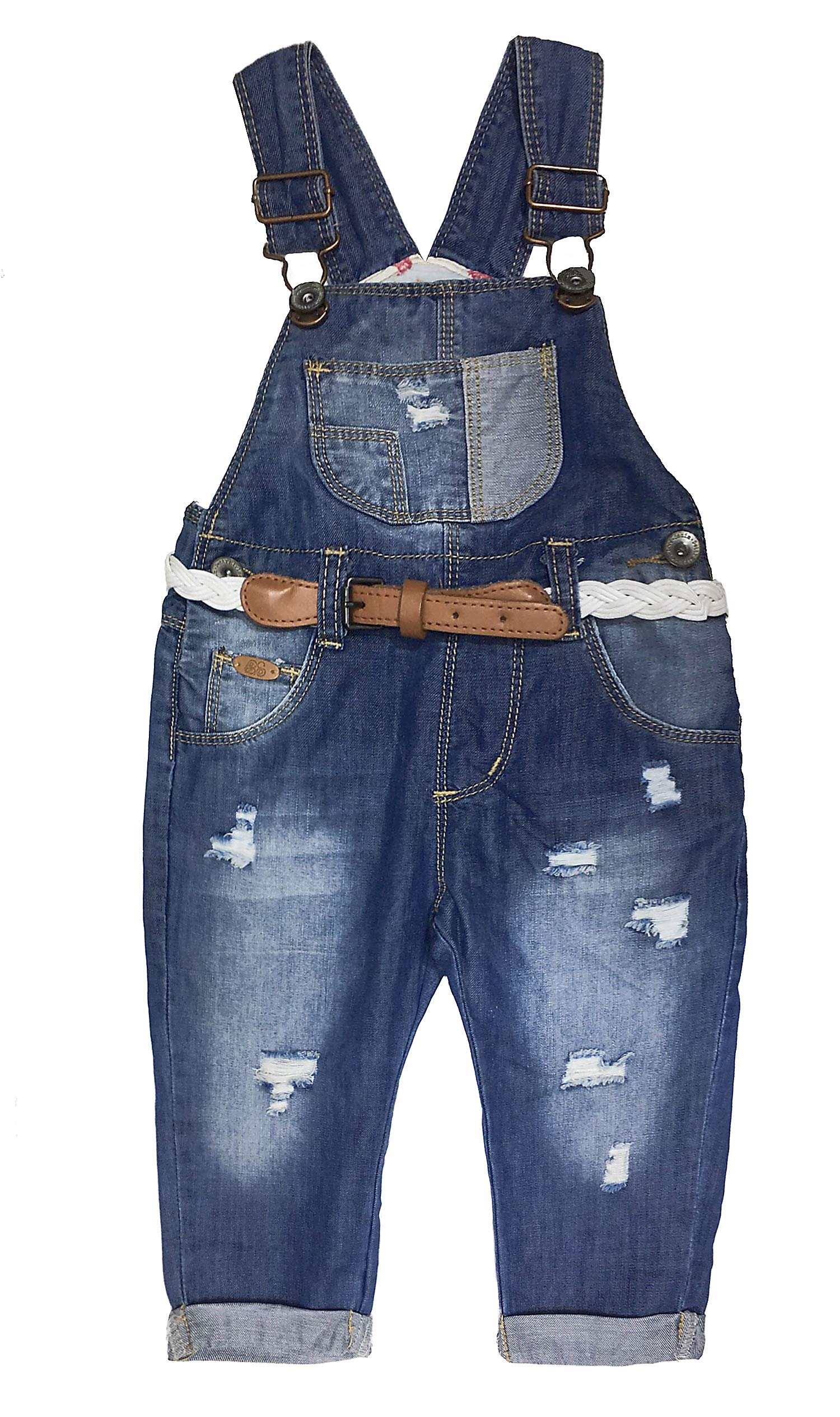 Kidscool Space Baby Soft Ripped Denim Adjustable Jeans Overalls With W – Cutebab WBBAPB07X41NLJZ