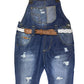 Kidscool Space Baby Soft Ripped Denim Adjustable Jeans Overalls With Waistband,Blue,9-12 Months