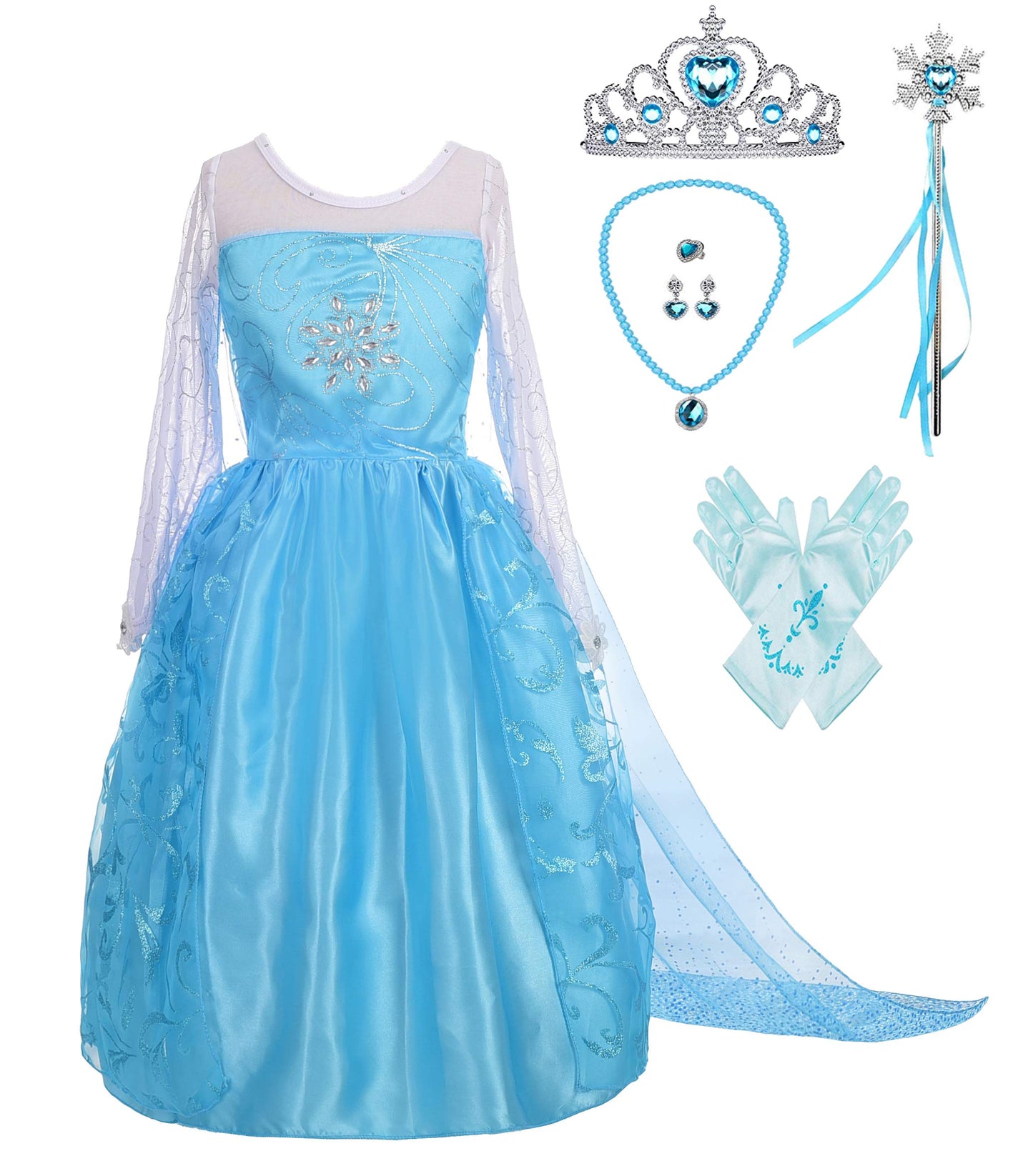 Lito Angels Girls Princess Dress Up Costumes Snow Queen Dress Halloween Christmas Costume With Accessories Size 8 D