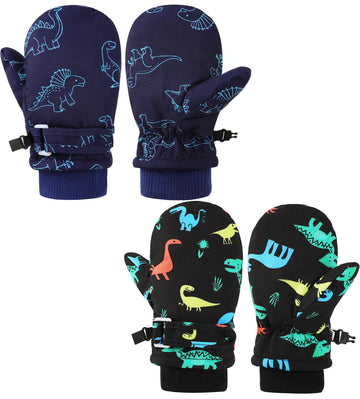 Enbaohui Baby Waterproof Mittens Threaded Waterproof Mitten Fleece Lined Glove Kids Snow Ski Mitten For Boys Girls 6Months-5T