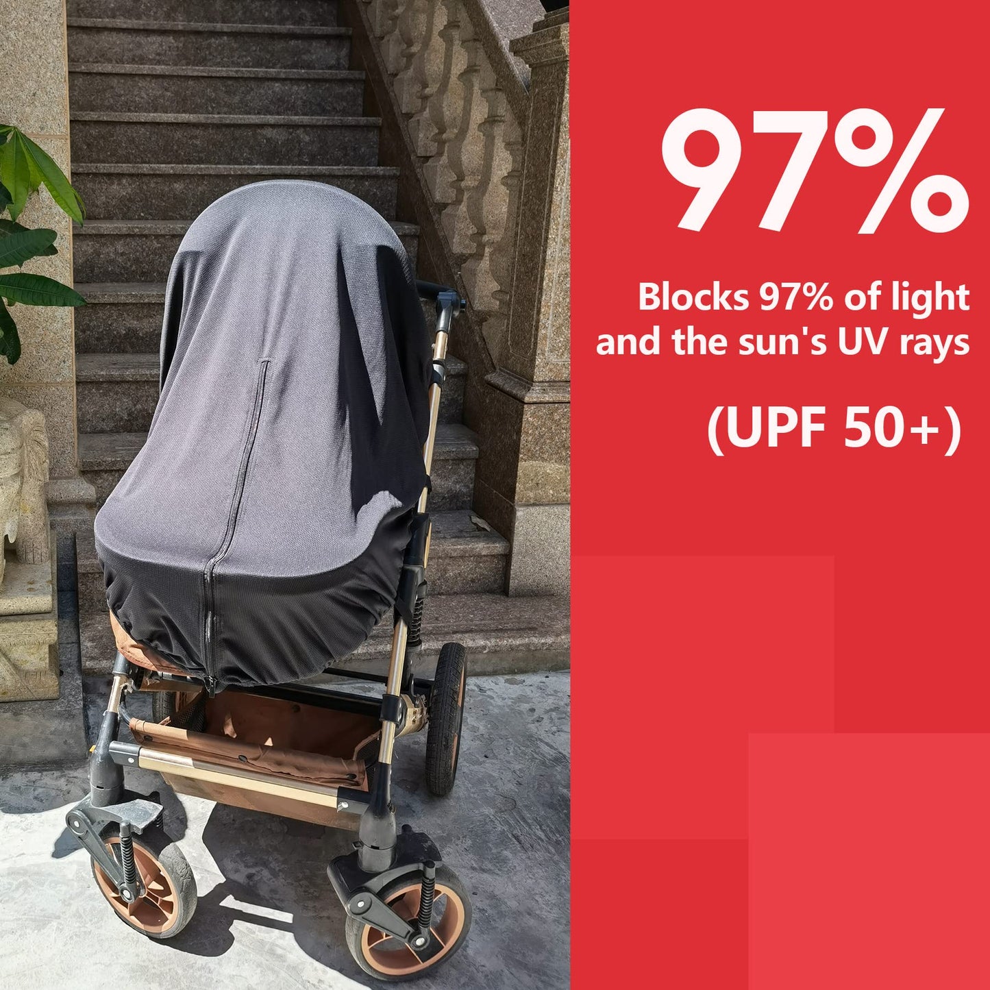 Sun Shade for Strollers, UV Sun and Sleep Shade Universal Fit for Baby Strollers, Blackout Stroller Cover, Breathable and Stops