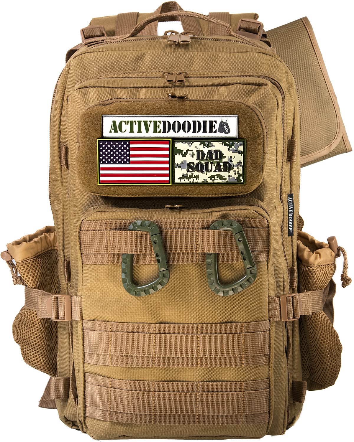 ActiveDoodie Dad Diaper Bag for Men with Removable Morale Patches, Waterproof Changing Pad, Insulated Pouches, Molle Webbing, YK