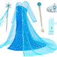 Luxury Princess Dress Costumes With Shining Long Cape Girls Birthday Party 7-8 Years