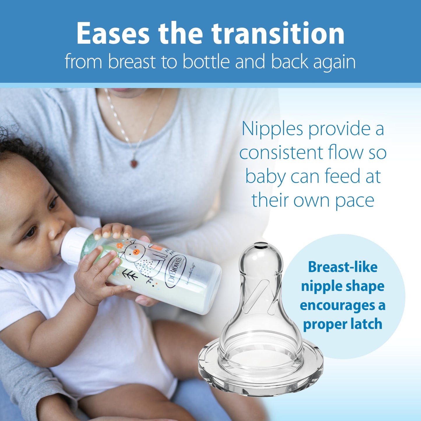Dr. Brown'S Natural Flow Anti-Colic Options+ Narrow Baby Bottle, Pig & Frog, 8 Oz/250 Ml, With Level 1 Slow Flow Nipple, Bpa Fre
