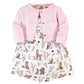 Hudson Baby Baby Girls Cotton And Cardigan Set Casual Dress, Enchanted Forest, 4T Us