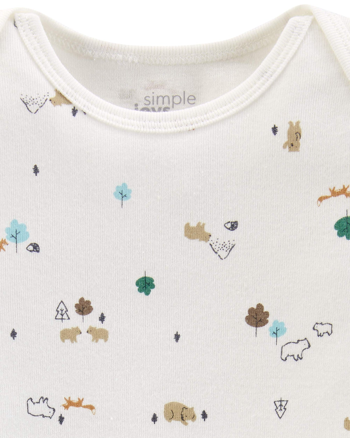 Simple Joys By Carter'S Unisex Babies' Long-Sleeve Bodysuit, Pack Of 5, Bear/Forest Animals/Stripe, 0-3 Months