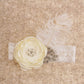 Nishine Baby Girls Rhinestone Flower Lace Headband Elastic Infant Headbands Newborn Hair Bands (Ivory)