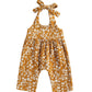 Baby Girls Daisy Playsuits Bodysuit+Headband Print Halter Romper Floral Jumpsuit Infant Summer Clothes (A-Yellow, 0-6 Months)