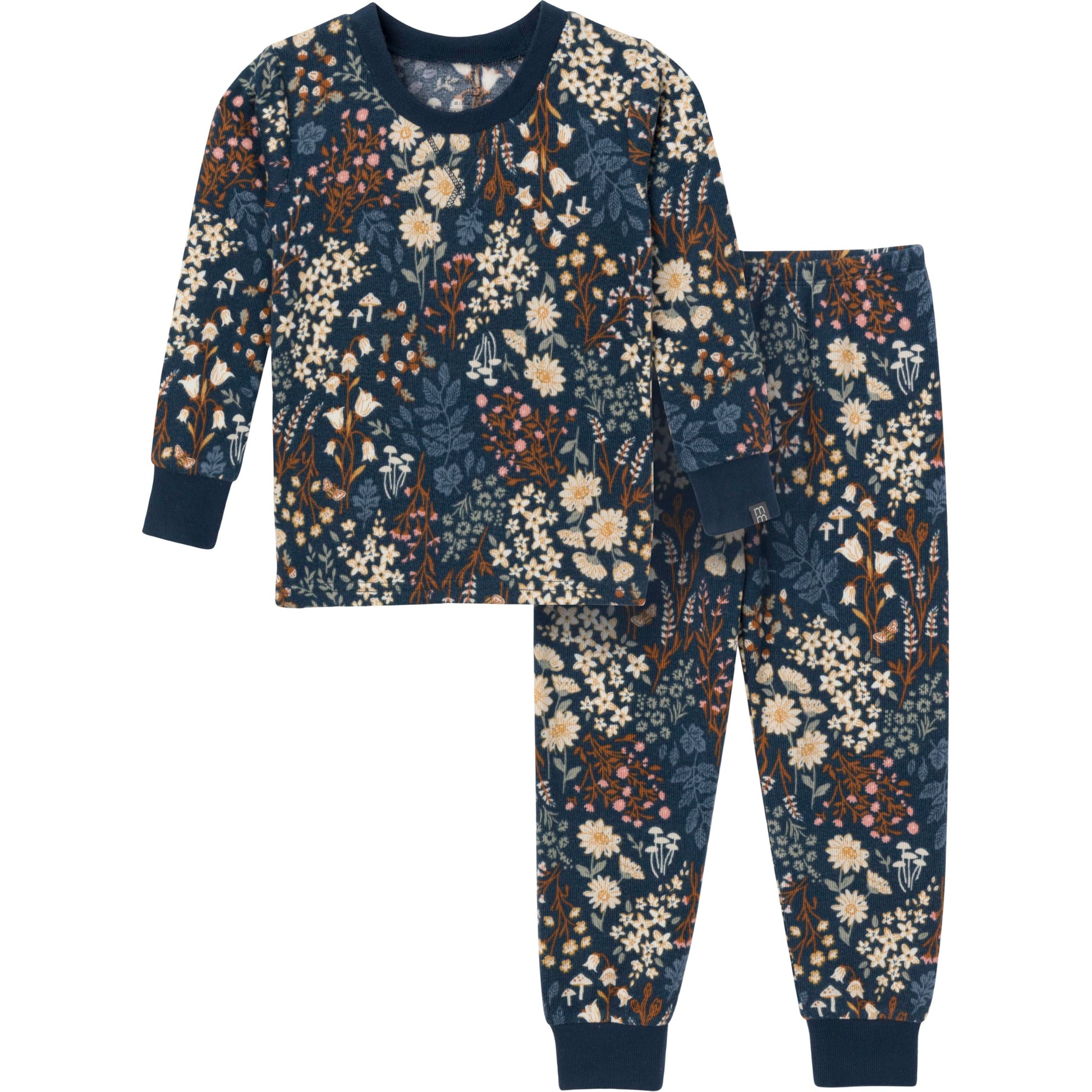 Modern Moments By Gerber Baby Hacci Snug Fit 2-Piece Pajama Set, Navy Floral, 12 Months