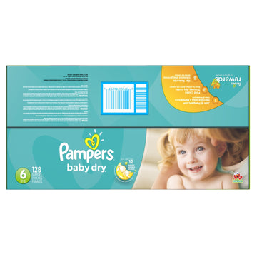 Pampers Baby Dry Diapers Size 6, 128 Count