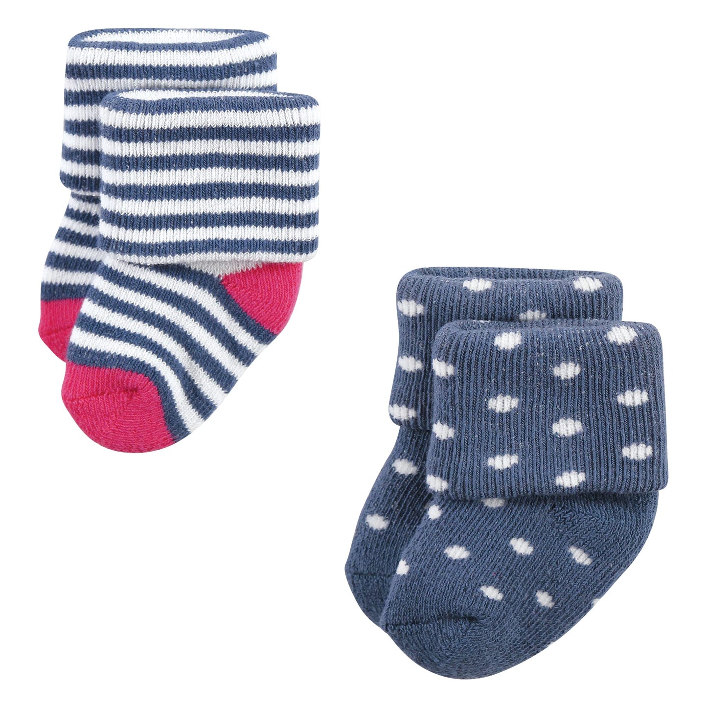 Hudson Baby Unisex Baby Cotton Rich Newborn And Terry Socks, Pink Strawberry, 0-6 Months