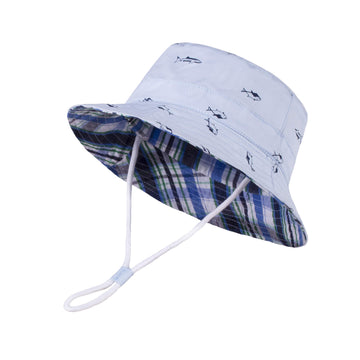 Langzhen Sun Protection Hat For Kids Toddler Boys Girls Wide Brim Summer Outdoor Hat Cotton Baby Bucket Hat With Chin Strap (Lig