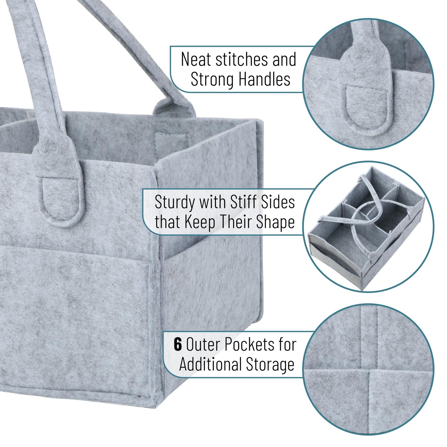 Mr. Pen- Baby Diaper Caddy Organizer, Grey, Large, Diaper Organizer, Car Diaper Caddy, Baby Caddy Organizer, Portable Diaper Cad