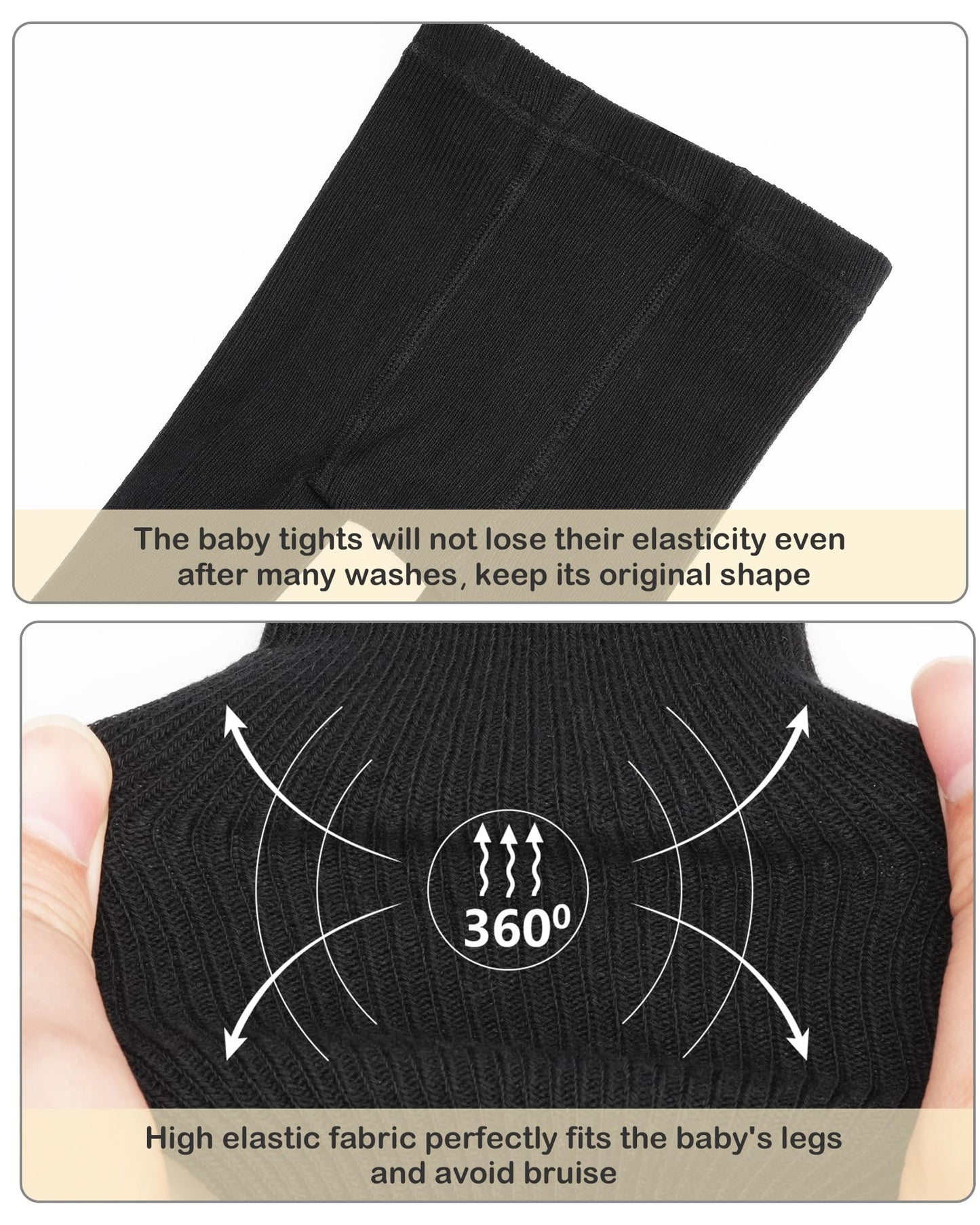 Stelle Toddler Girls Tights Baby Seamless Knit Thick Cotton Leggings Pantyhose(Infants/Kids/Childern)(Black+White+Grey,Xs)
