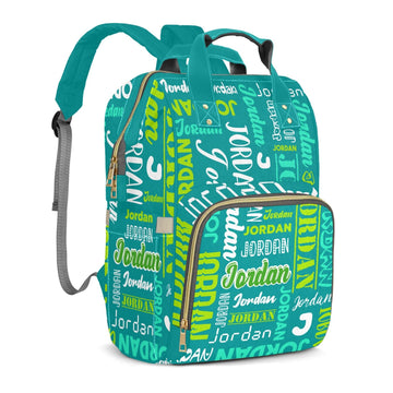 Perarts Personalized Diaper Bag Mommy Bag with Multi-function Shoulders Outdoor Backpack for Newborn Baby Boy Girls, Green Custo