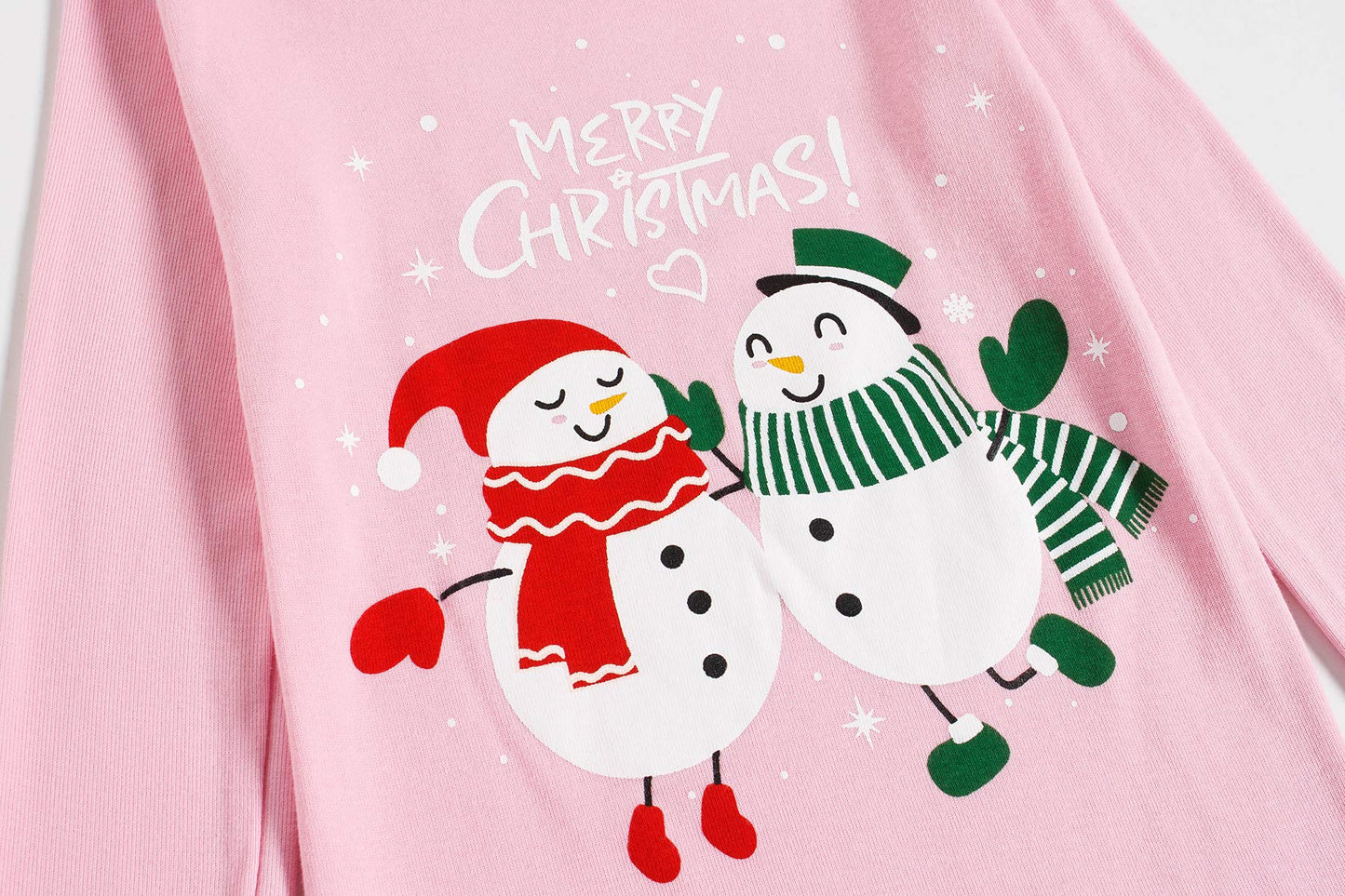 Kikizye Christmas Snowman Baby Girls Holiday Pjs 100% Cotton Long Sleeve Infant Pajamas Sets Size 18-24 Months Pink