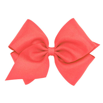 Wee Ones Girls' Classic Grosgrain Hair Bow With Plain Wrap Center On A Weestay Hair Clip, Handmade, Mini King Sized Bow, Waterme