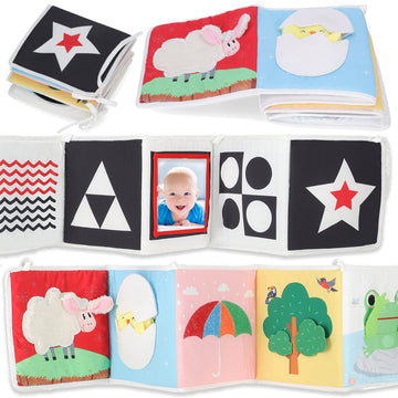 Spiggly Infant Toys 0-6 Months - Baby Mirror Tummy Time Toys - Sensory Books for Babies - Touch and Feel Crinkle Books for Babie