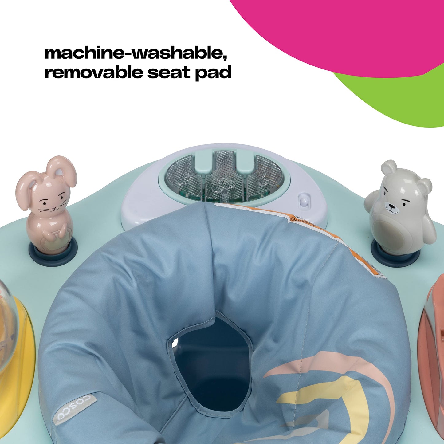 Cosco Play-In-Place Stationary Activity Center, 6 Engaging Toys And A 360 Rotating Seat, 3-Position Height Adjustment Machine-Wa