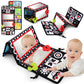 Tummy Time Floor Mirror with Teethers, Double-Sided Baby Mirror Black and White High Contrast Baby Toys for Babies, Baby Montess